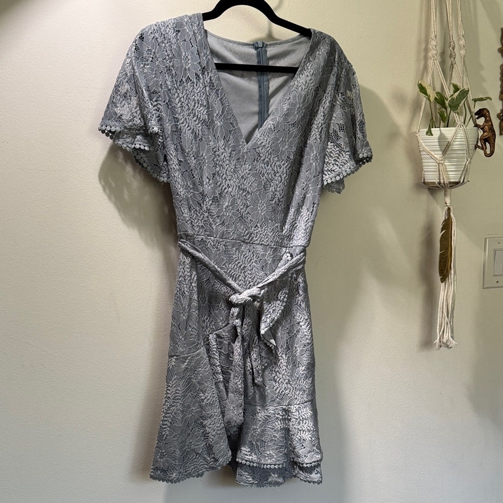 Elegant Light Gray Lace Dress
